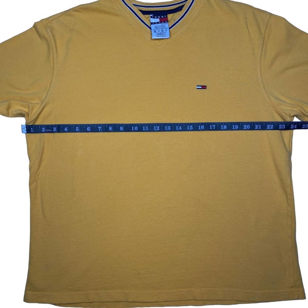 Vintage Tommy Hilfiger Men's XL Yellow V-Neck Short Sleeve Shirt - Picture 5 of 6